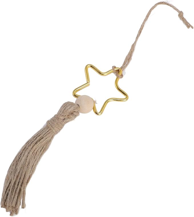 Versatile Wood Bead Jute Rope Tassel Elegant Hanging Ornament for Warm Ambiance Decoration 5pcs