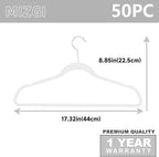 MIZGI Premium Velvet Hangers (50 Pack) - Heavyduty Non Slip Felt Suit Hangers - White Chrome Hooks, Space Saving