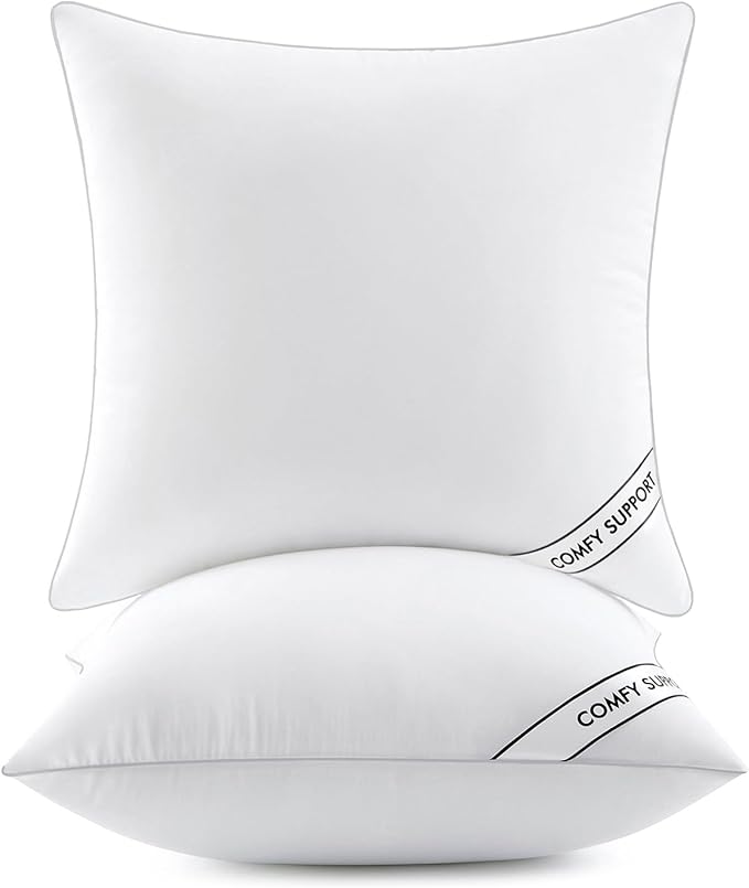MIULEE 24x24 Inch Pillows Inserts, Pack of 2 Down Alternative Virgin Filling Comfy Support Throw Pillows for Sofa Couch Bed