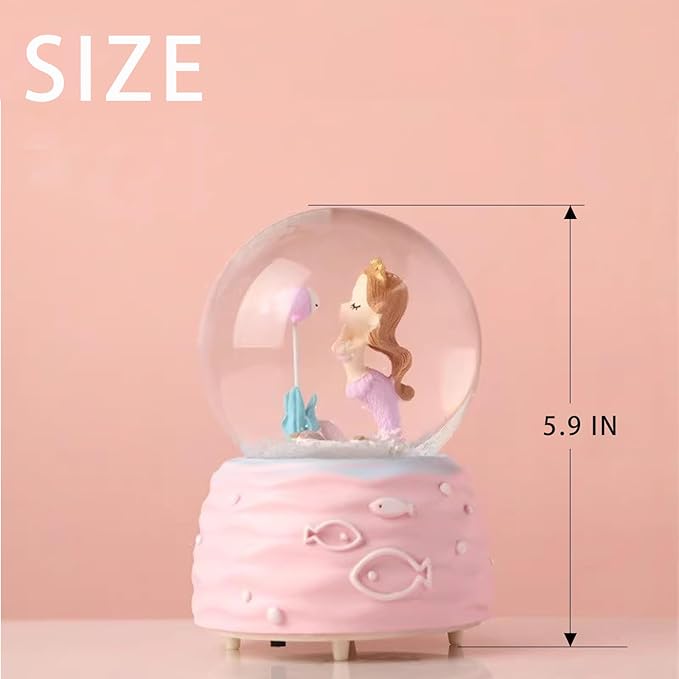Snow Globe for Girls, 100MM Music Boxes with LED Lights, Automatic Snowflakes, Snow Globe for Home Decor, Birthday Christmas Valentines Gifts
