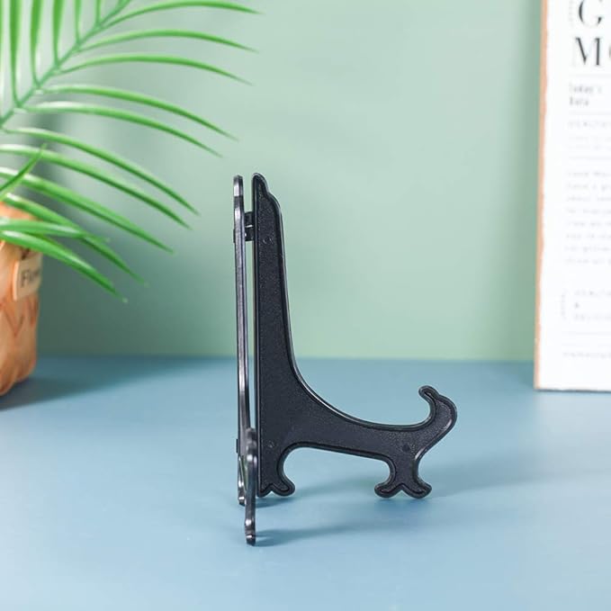 Artliving 7" Black 24pcs/Set Plastic Easels Plate Display Stands Picture Frame Stand Holder