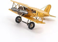 Jinglong Vintage Biplane Model Ornament Creative Metal Crafts Home Study Desktop Decoration Gift (Yellow)