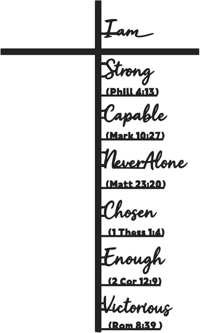 Qtaikong Large Metal Cross Wall Art with Scripture - Christian Religious Wall Decor, Jesus Home Church Wall Hanging, Scripture-Inspired Christian Gift for Christians, 24inch (Black)