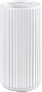 White Ceramic Flower Vase for Pampas Grass, 6 inch Small Decorative Centerpiece Ribbed Vase for Dining Table, Office Desktop, Shelf Bookshelf, Mantel, Bathroom, Countertop, Farmhouse, Gift