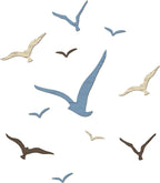 Wesiti 11 Pcs Wooden Seagull Wall Decor Nautical Theme Beach Coastal Art Small Seagull Sea Birds Wall Decor Ocean Adhesive Sculpture Vintage Ornaments for Home Bathroom(Dusty Blue)