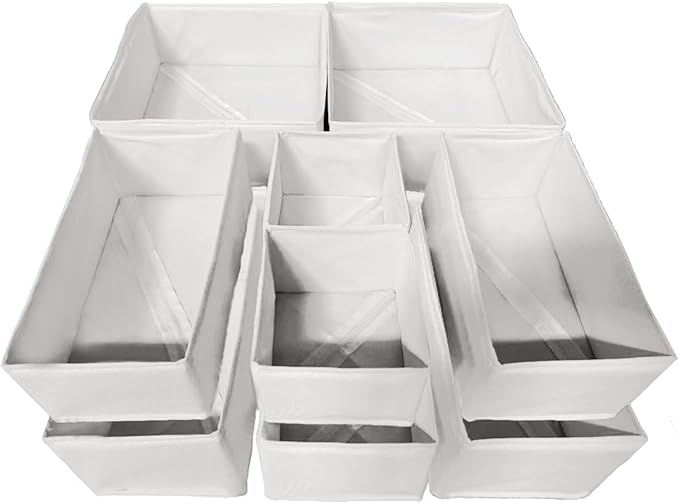 Drawer Organizer Clothes,12Pcs Dresser Drawer Organizers Foldable Closet Organization and Storage Dividers for Clothing,Underwear, Sock, Baby Closet Organizer (White)
