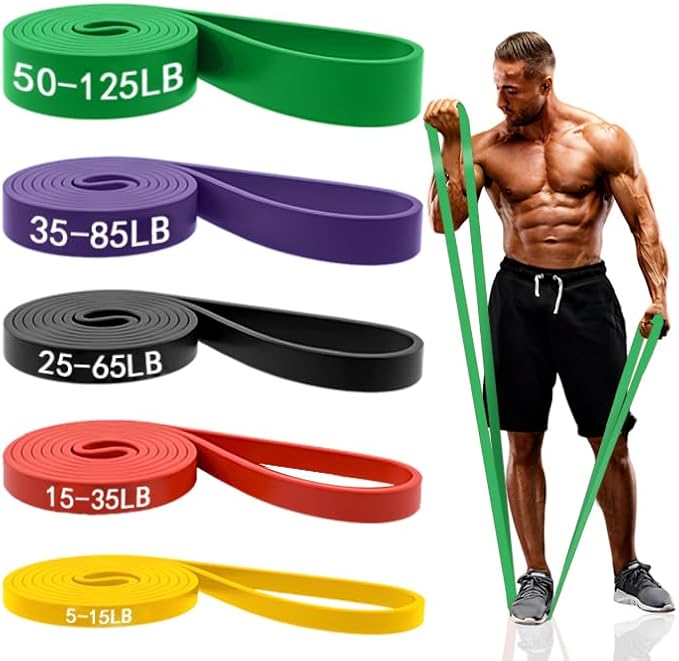 Resistance Bands for Working Out, Pull Up Assistance Bands Set for Men & Women,Latex Workout Bands, Eexercise Bands Resistance for Body Stretching,Muscle Training and Physical Therapy (5pcs)