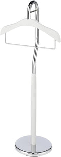Proman Proudcts Amber Freestanding Valet Stand Coat Rack Organizer for Men and Women with Hanger, Trouser Bar, White