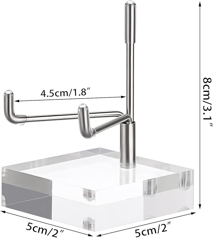 Hipiwe Adjustable Metal Arms Display Stand Easel with Acrylic Base Small Display Easel Holder for Fossil Coral Geodes Rock Mineral Agate Crystals Seashell and Small Collectibles, 2x2x3.1 inch