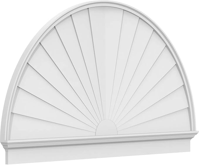 70"W x 41-3/4"H x 2-3/4"P Half Round Sunburst Architectural Grade PVC Combination Pediment