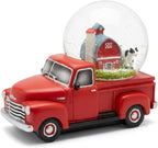 Wisconsin Snow Globe Red Vintage Pickup Truck Farm Barn Cow Resin Souvenir 4 Inch