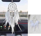 Car Dream Catcher, Rearview Mirror Accessory, Lucky Ornament, White