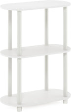 Furinno Turn-N-Tube No Tools 3-Tier Modern Oval Side Display Rack, White/Virgin White