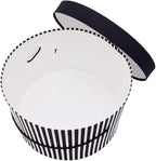 Sarah's Hat Boxes Classic Black/White Stripe Hat Box – 11" x 5.5" (Dia. x Ht.) Handmade in USA – Odorless Non-Toxic Adhesive, Cording Handle – Premium Storage for Hats & Accessories