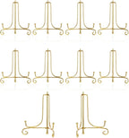 10 Pcs 4 Inch Metal Golden Display Stand, Metal Plate Stands Picture Stands for Display, Picture Holder Stand, Frame Stand
