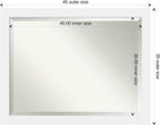 Amanti Art White Wall Mirror 35x45 Corvino White Rectangle Bathroom Mirror for Wall Decor Living Room, X-Large Modern Wood Frame, Hangs Horizonally and Vertically, Bathroom Decor, Beveled Edge