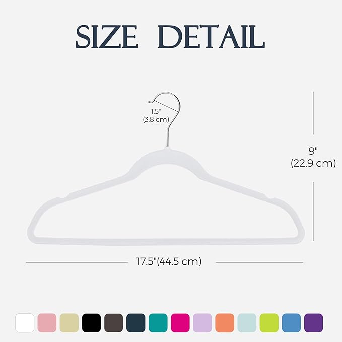 HOUSE DAY White Velvet Hangers 20 Pack, Non Slip Clothes Felt Hanger Heavy Duty for Coat, Premium Slim Space Saving Suit Hangers for Closet Organizer, 360° Rotating Silver Hook