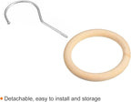 uxcell 4 Inch Scarf Ring Hanger, Scarf Organizer Holder Wooden Circle Rings Hanging Hook for Belt Tie Scarf, 10cm Length Hook (Silver)