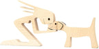 ISHINE Wood Decor Wooden Statue Man and Dog Figurine Handmade Carved Creative Home Office Gift for Men Women Accents Decoration Natural ECO Friendly 7x3 inches (C-Woman Kisses Dog)