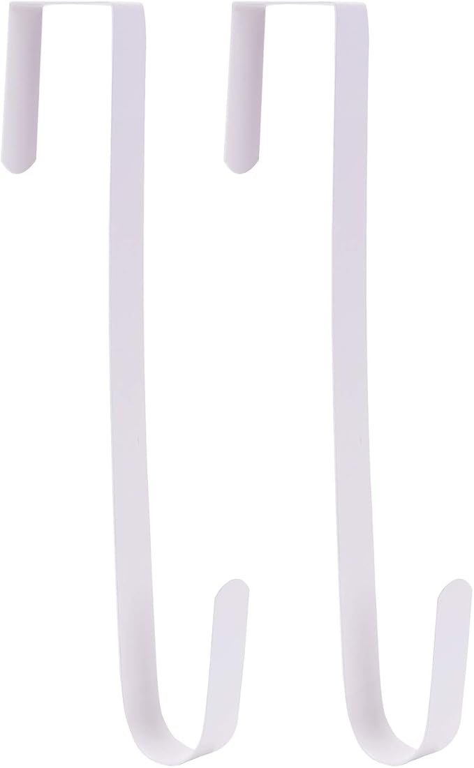 Sattiyrch 12" Wreath Hanger for Front Door,Steel Over The Door Hanger Hook,Wreath Door Hanger (White,2)