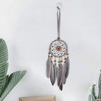 Dream Catchers for Cars Rear View Mirror Hanging Decorations, Gray Feather Dream Catcher for Car Charm Home Wall Decor Ornament