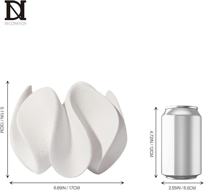 DN DECONATION Abstract Home Decor Living Room Coffee Table Decor, Modern White Textured Art Statue, Resin Sculpture for Bookshelf Desk Bedroom Office Wedding Gift for Men