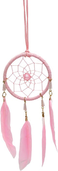 Pine & Linen Handmade Dream Catcher,Bohemian Style Car Rearview Mirror Hanging Charms Feather Pendant,Good Luck Charm for Car Accessories/Wall Hanging/Women/Gift(Pink)