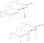 Cerpourt 2 Sets Acrylic Display Risers(3",4",5") Clear Product Stand,Cupcakes Holder Dessert Transparent Showcase Stands, Candy Bar Risers, Lifts for Figures