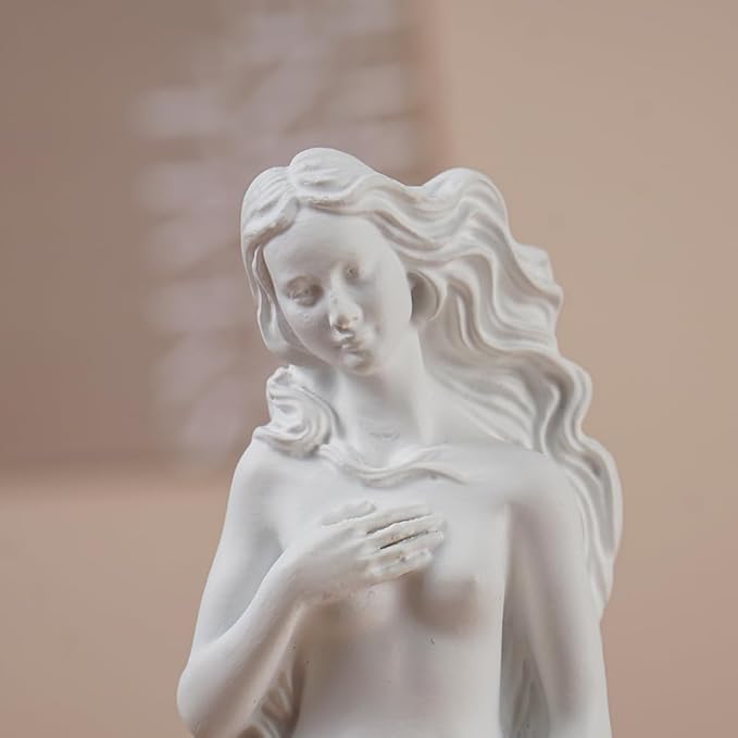White Venus Statue for Home Decor, 7.6 Inch Aphrodite Sculpture “Birth of Venus”, Handmade Resin Greek Roman Goddess Figurine, Office Desk Art & Gift Idea