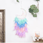 Moon Dreamcathers, Handmade Crescent Design Dream Catchers for Room Wall Decor, Feather Hanging Boho Ornament for Home Decoration Festival Gift
