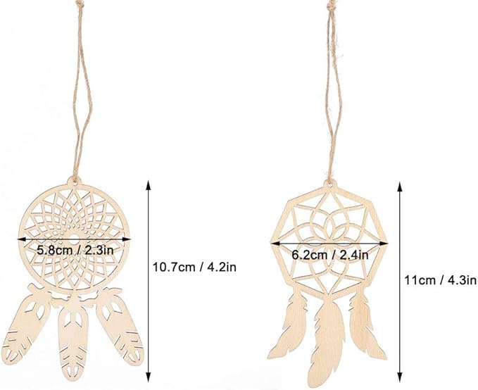 Wooden Dreamcatcher, 20Pcs Unfinished DIY Dream Catchers Kits Mini Decorative Hanging Ornaments Wall Craft for Home Bedroom Decoration