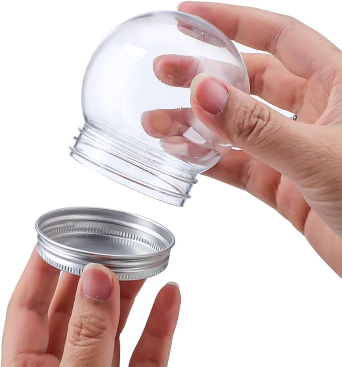 Garneck 10pcs Plastic Water Globes DIY Snow Globe with Screw Off Caps Crafts Candy Storage Boxes and Decorative Display Lightweight and Reusable