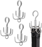 4Pcs Belt Hanger, Tie Hanger, Belt Organizer for Closet, 360°Rotating Portable, Space Saving Closet Organizers, Storage for Bra, Tank Top, Scarf, Purse,Kitchenware, Bath Products (Gray)