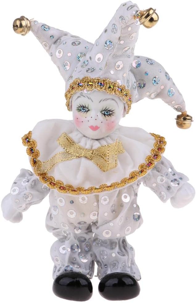 Maxyoung 8 Inch Italian Eros Porcelain Doll, Cute Triangel Clown Dolls, Vintage Figurine, Collectible Toys, Christmas Halloween Birthday Gift, Movable Joints