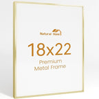 18x22 Aluminum Metal Picture Frame,Tempered Glass Gold Photo Frame 18x22 for Family Photo,Posters,Art,Document to Wall Mount Horizontally or Vertically