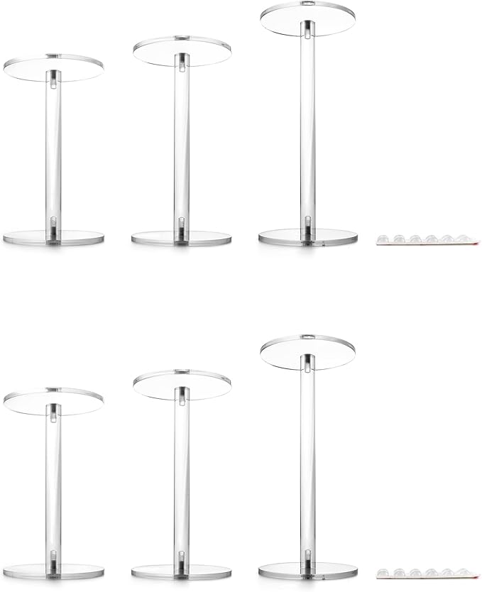 QWORK Round Acrylic Display Stand, 2 Sets Premium Clear Round Riser Stands