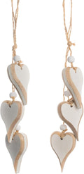 Sun&Beam Heart-Shaped Wooden Decorative 2Pcs Hanging Handmade Hearts Ornaments for Wedding Party Valentine Christmas Home Decoration Car Décor (Y-#2, 2Pcs)