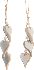 Sun&Beam Heart-Shaped Wooden Decorative 2Pcs Hanging Handmade Hearts Ornaments for Wedding Party Valentine Christmas Home Decoration Car Décor (Y-#2, 2Pcs)