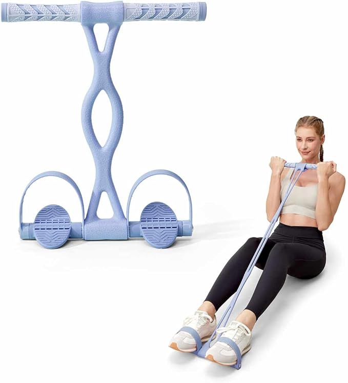 YOTTOY Pedal Resistance Band, Thick Elastic Tension Rope with Handles, Sit-Up Pull Rope Fitness Equipment for Leg, Arm, Abs, Waist, Home Gym & Yoga Training