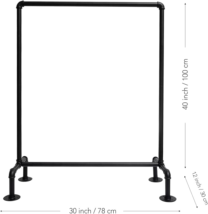 Kids Pipes Dress up Clothing Rack, Kids Clothes Rack, Child Garment Rack, Hanging Clothes Rod Storage Shelf Organizers Shelves Shelving, Black Metal