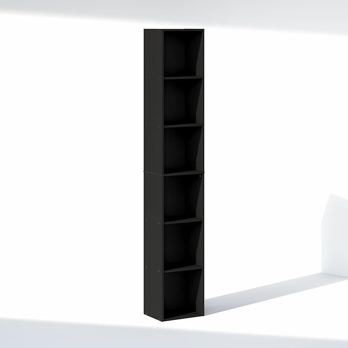 Furinno Cubicle 6-Tier Closet Organizers and Storage, Closet Organizer, Open Shelf Closet Storage, for Wardrobe, Bedroom, Living Room, Blackwood