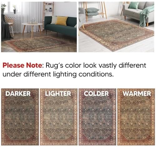 Keen Home Design 2x7 Rug - Machine Washable Runner Rug with Non-Slip Backing, Ideal for Hallway, Entryway, Kitchen, Laundry Room - Vintage, Easy Clean, Durable, Low Pile Rug - (2'6" x 7')