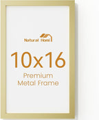 10x16 Aluminum Metal Picture Frame,Tempered Glass Gold Photo Frame 10x16 for Family Photo,Posters,Art,Document to Wall Mount Horizontally or Vertically