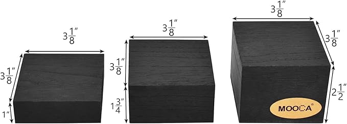 MOOCA Customizable Wooden Display Risers Set - 3 Different Height Stands for Jewelry, Watches, Cosmetics, and Accessory, Black Color
