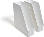 TRU RED Plastic Magazine File, White, 2‑Pack – Vertical Desktop Organizer for Magazines, Folders & Office Documents