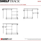 ClosetMaid ShelfTrack Wire Closet Organizer System, Adjustable from 5 to 8 Ft., With Shelves, Clothes Rods, Hardware, Durable Steel, Satin Chrome