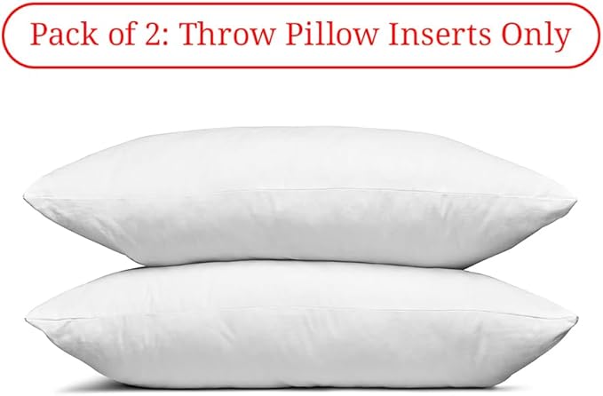 Covers & All Throw Pillow Inserts Only Pack of 2, Durable Soft Rectangle 12 x 20 Inches 65 GSM Non-Woven Fabric with 15D Silicon Fiber Filling, Universal uses for Home Decor Office Indoor Outdoor