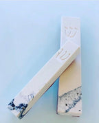 A&S Mezuzot Quartz Mezuzah Case with Engraved Shin Design Easy Peel and Stick Judaica Door Mezuza (White/Blue Veins, 11 Inches)