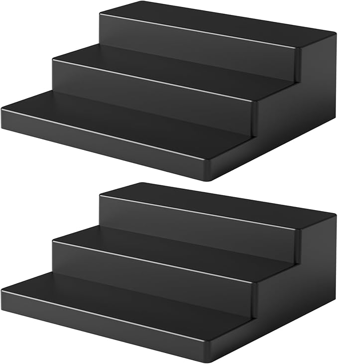 Yieach 2PCS Cologne Perfume Organizer for Men,3 Tier Cologne Display Shelf & Fragrance Rack,Black Cupcake Stand and Display Risers for Action Figure,Funko Pop Display,Collectibles,Makeup,Perfume Shelf