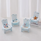 2 Pack Wooden Handmade Mini Chair Box Beach Decor Nautical Theme Decoration for Home Office Desk (Starfish)
